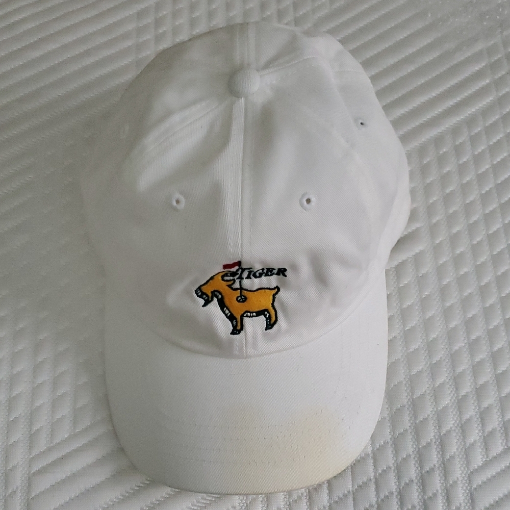 White Cap with Embroidered Tiger Design